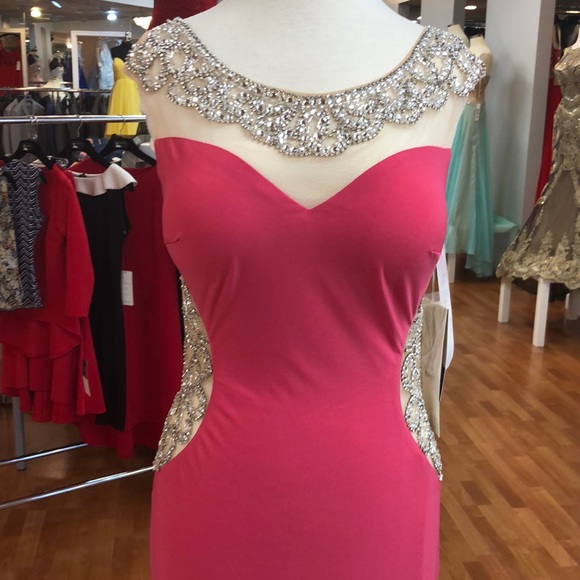 ✔️ Fuchsia prom dress with rhinestones - Picture 2 of 8